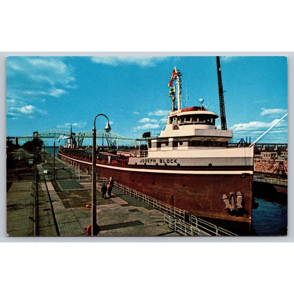 Vintage Postcard Joseph Block Ore Boat Soo Locks Sault Ste Marie Michigan 1964